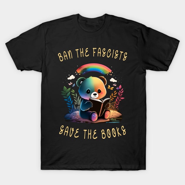 save the books Kawaii  Reader Books For Book Nerd Cute kawaii bear Reading T-Shirt by RetroZin